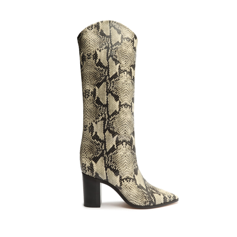 Maryana Block Boot Boots CO 5 Natural Snake Snake Embossed Leather - Schutz Shoes